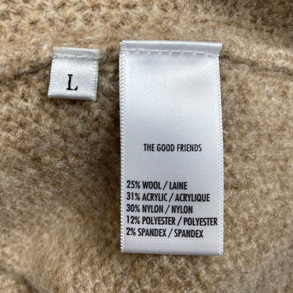 The Good Friends Women Sweater L Beige Wool Blend Back Tie Ribbon Balloon Sleeve - Picture 3 of 12